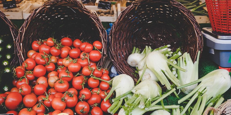 Fresh produce at an open-air market in Porto, Portugal